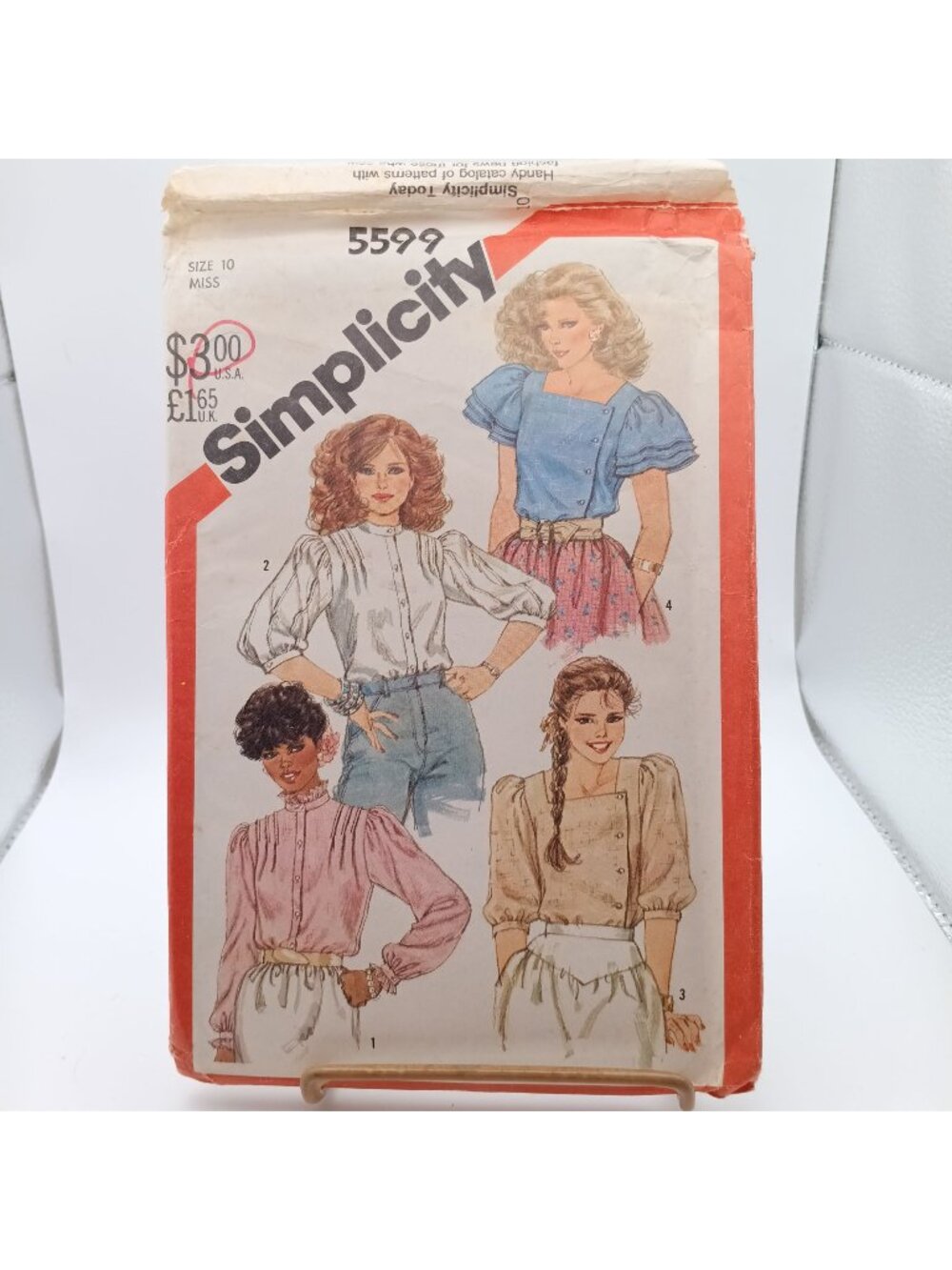Simplicity 5599 Misses Vintage Blouse UNCUT Sewing Pattern Size 10 1980s Design